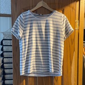 Green Envelope Blue and White Striped Short Sleeve Top